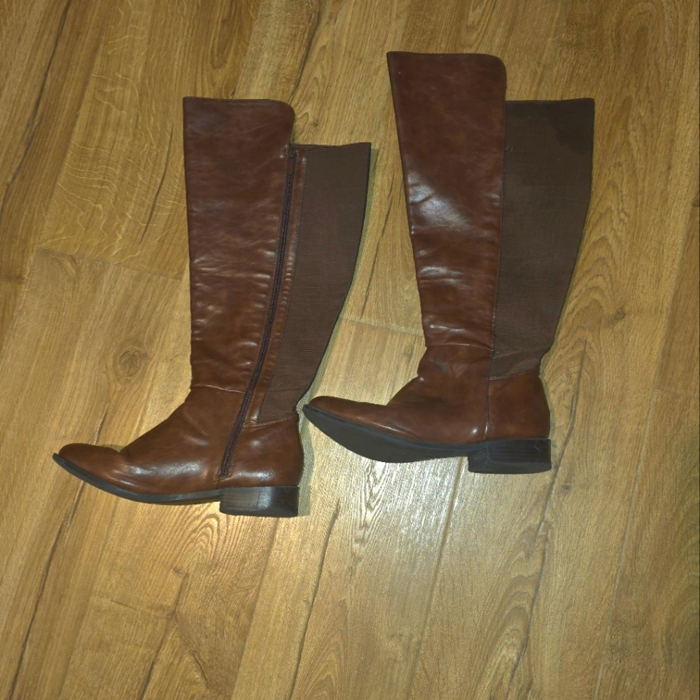 Brown knee high boots wide calf